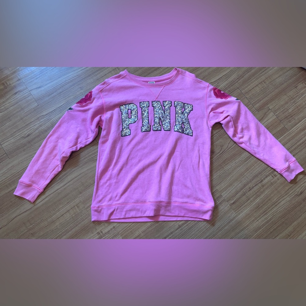 Victoria Secret PINK Rose bling crewneck